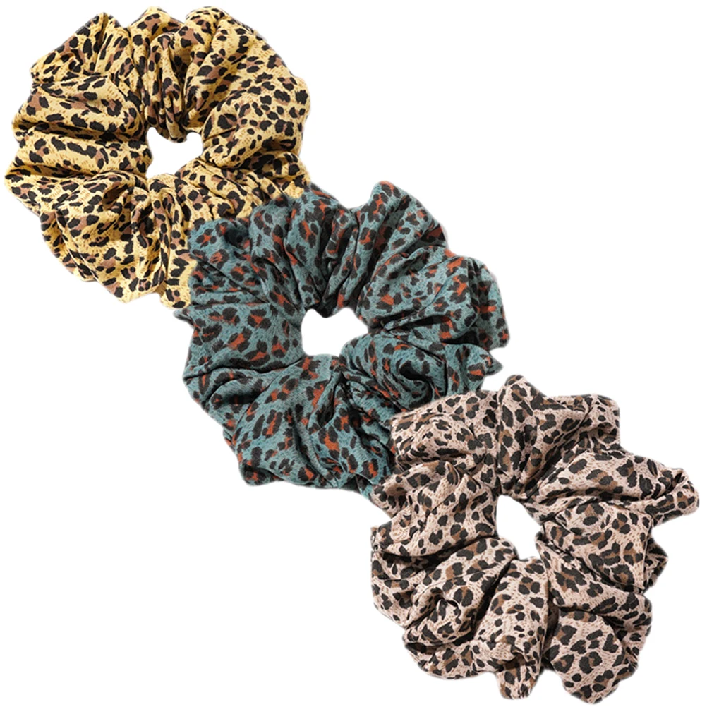 

3pcs Leopard Print Scrunchies For Girls Women Elastic Hair Ties Scrunchie Ponytail Holders Hair Ropes Birthday Wedding