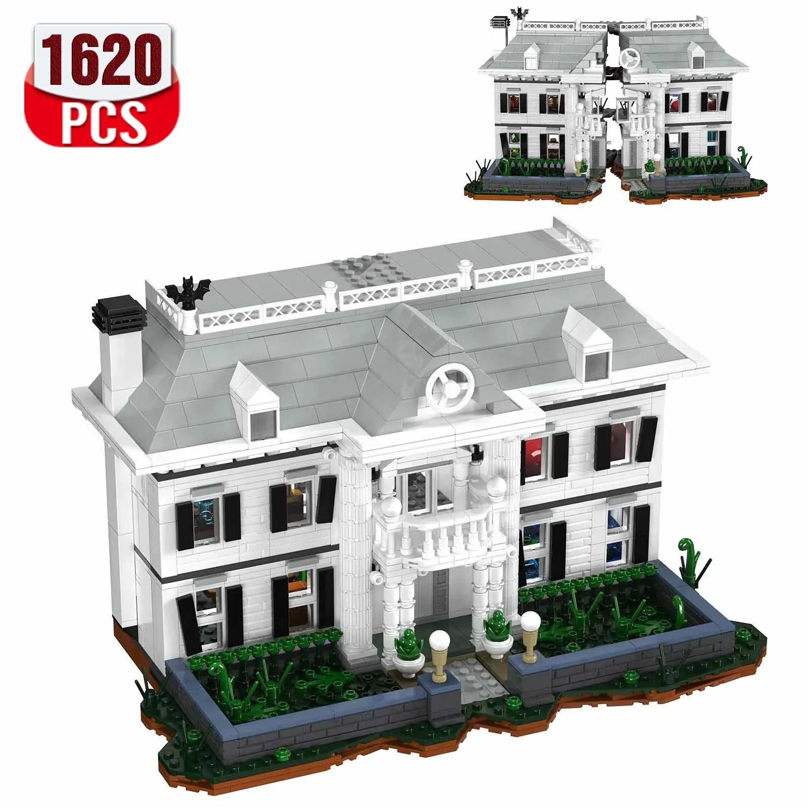 

White Apartment House Building Blocks Set Braved Game White Villa Palace Cottage Model Bricks Gifts for Kids Adults,1620 Pieces