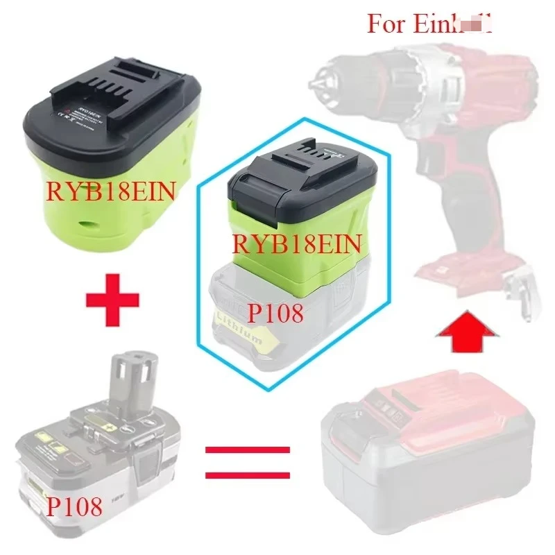 

RYB18EIN Converter Adapter for Ryobi Lithium P103 P108 To for Ein 18V Li-ion Battery 4511396 4511502 for Ein Li-ion Tool