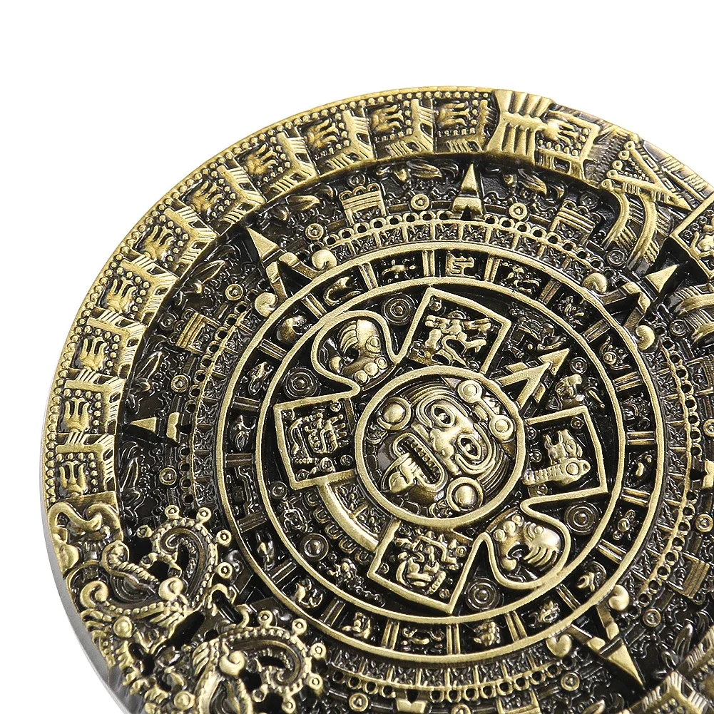الله المايا ازتيك التقويم الشمسي Sundial سبائك الزنك حزام مشبك Olmec الخامس الحضارة الشمس الرجعية المشبك هوك الجلود الجينز الحرف