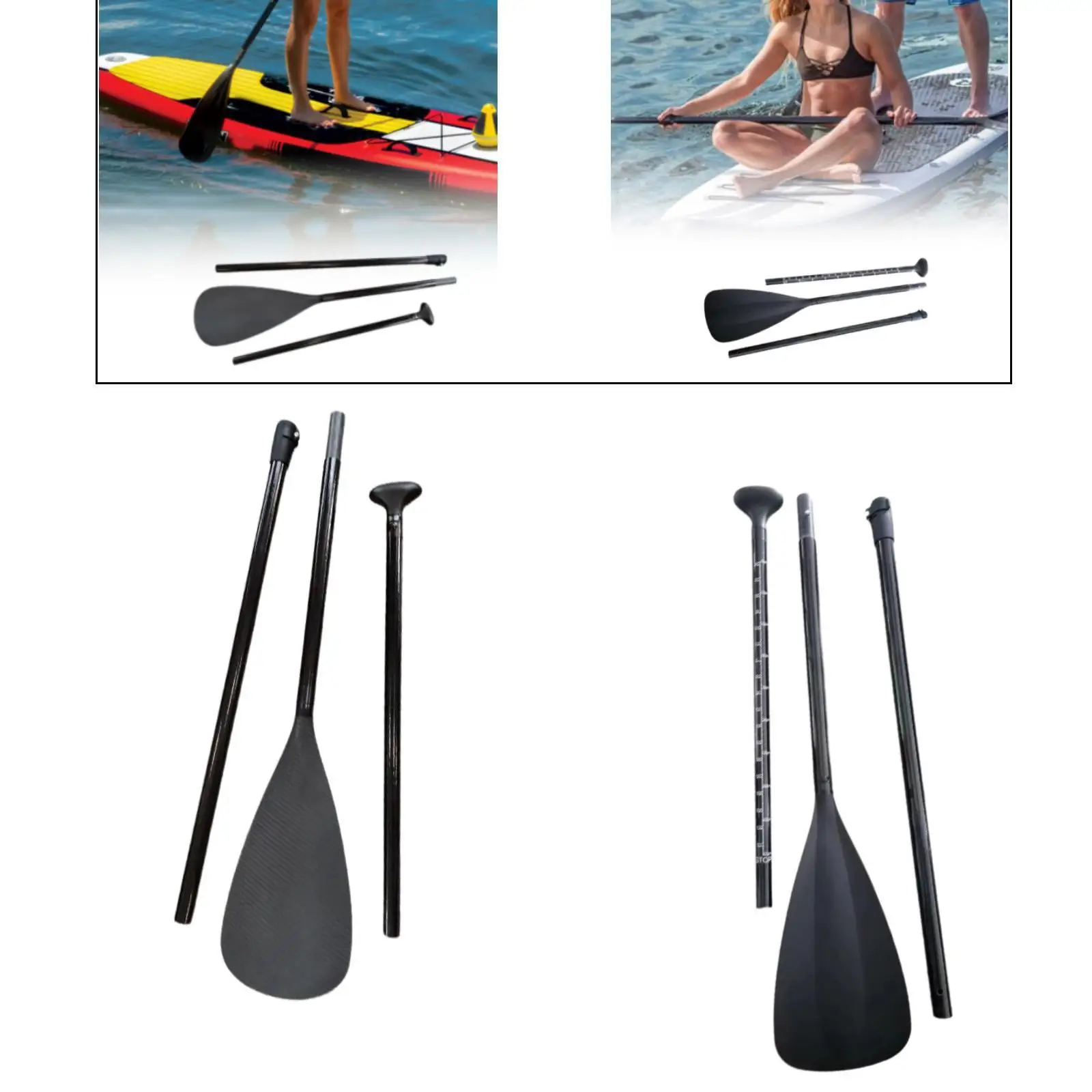 Paddle Board Paddle Kayak Paddle 3 Sections Easy Assembly Disassembly Oar Adjustable Detachable Practical Portable SUP Paddle