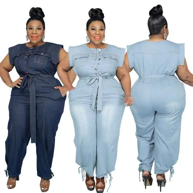 Women's 21820 Clothing 2025 Autumn New Denim Short Sleeve Washing Jumpsuit Sexy New Product