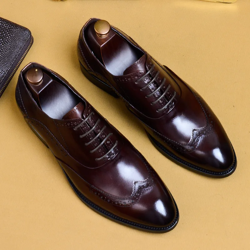 

Dress Leather Shoes Men Genuine Leather British Men Business Dress Oxford Shoes