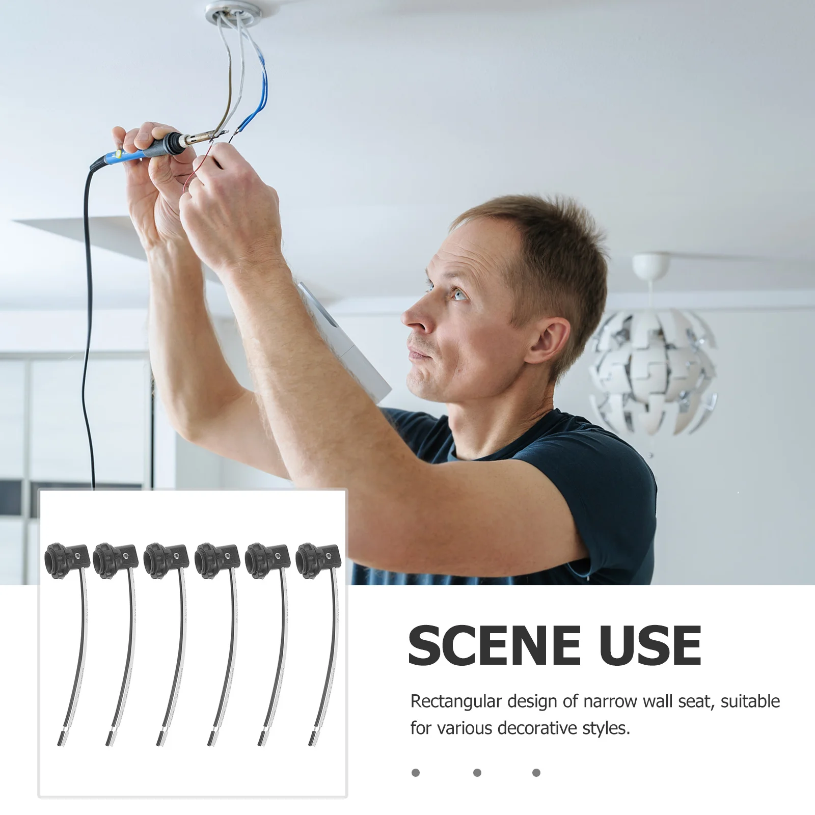 

6Pcs E12 Lamp Holder Base Wire Leads Connector Replacement Light Socket for Pendant Lamp 125V 75W Ul Csa Wire Leads Connector