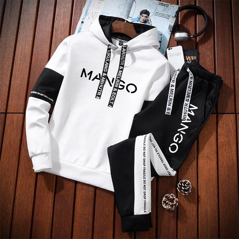 New Mens Tracksuit Printing Casual Sweatshirts Sweatpants 2 Pcs Set Daily Sportswear Suit Outdoors Sports Jogging Mens Clothing