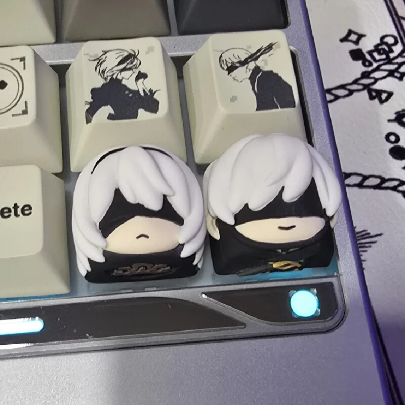 Lobo Nier: Automata 2B 9S Anime peripheral Keycaps Resin Single Keycap Customized Mechanical Keyboard Cross universal Accessorie