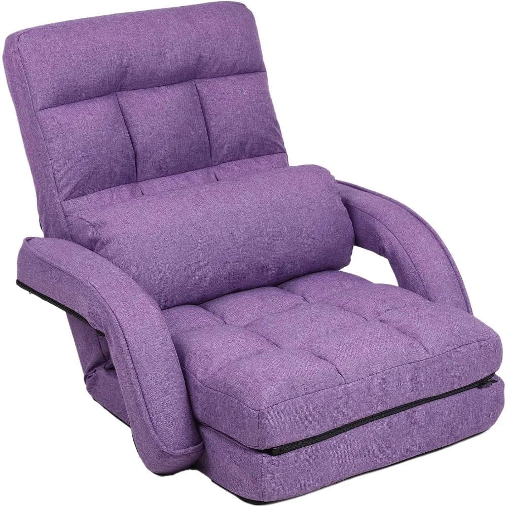 

Chaise Lounge Indoor, Folding Lazy Sofa with Armrests and a Pillow Padded Adults Gaming Chairs for Living Room, Bedroom