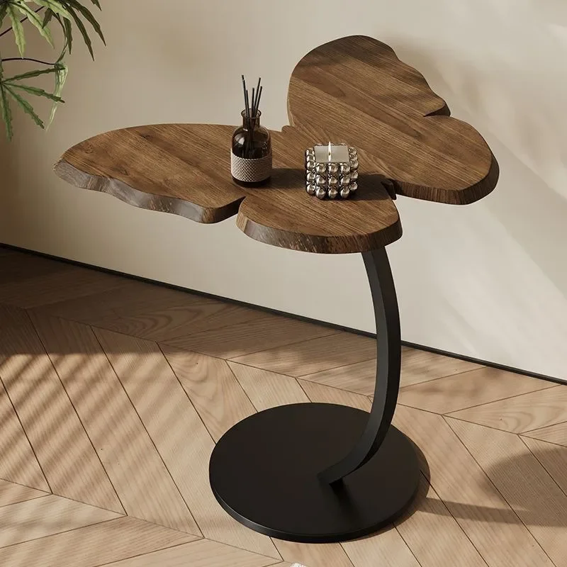 Vintage Butterfly Edge Side Table Black Walnut Solid Wood Living Room Bedroom Nightstand Storage Multifunctional Tea Table