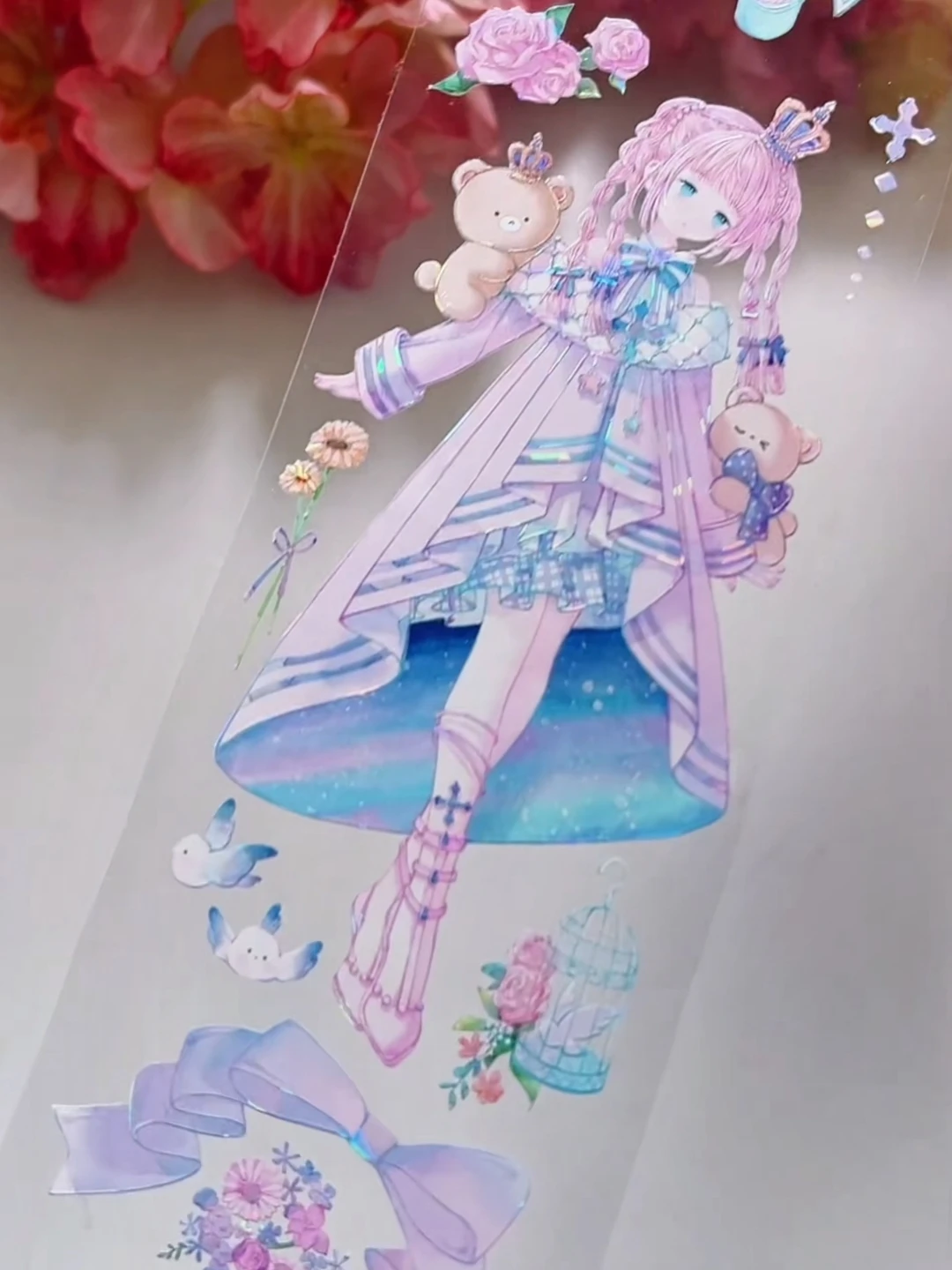 Shine Cotton Candy Sweet Dream Song Shiny PET Washi Tape Collage Journal Scarpbook Character