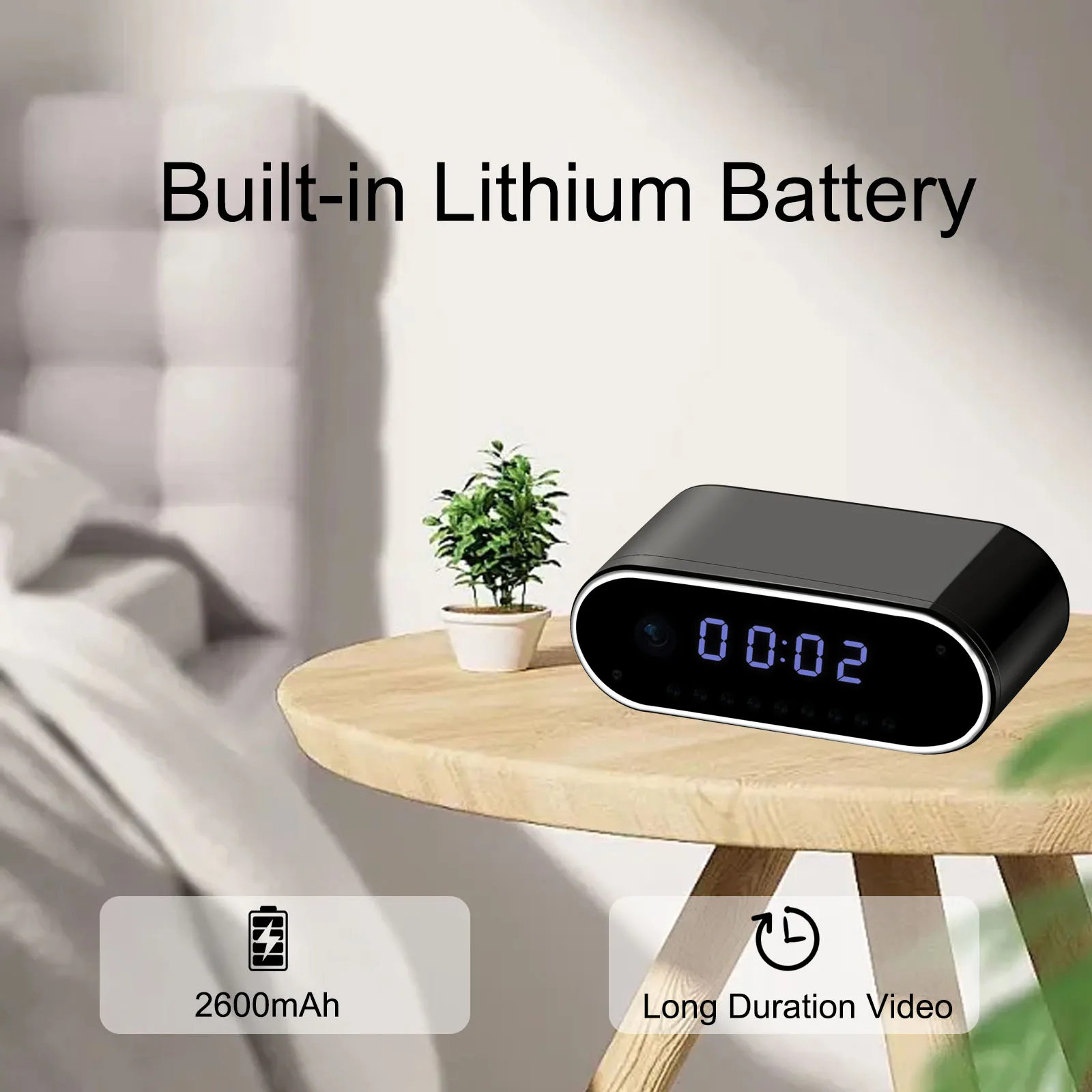 Mini Camera Clock - Covert Surveillance Camera with 4K Resolution, WiFi, Night Vision, Motion Detection, Remote View, Battery