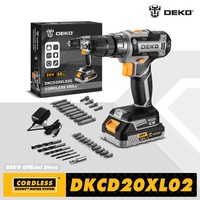 DEKO 20V Cordless Electric Drill has two changing speeds 18+1 Torque Screwdriver 29pcs Drill Set with 1.5ah Battery and Charger