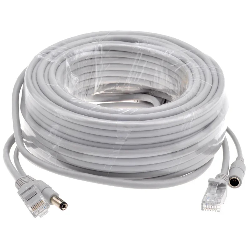 ESCAM-Cable Ethernet para cámaras IP de sistema, Cable Lan de red CCTV de alimentación, color gris opcional, CAT5/CAT-5e, RJ45 + DC, 5M/10M/15M/20M/30M