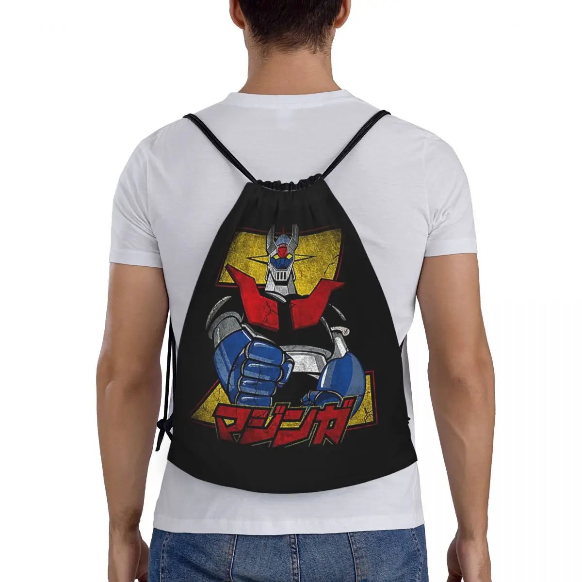 Mazinger Z, Vintage Style Backpacks Casual Portable Drawstring Bags Sports Bag Book Bags For Man Woman School