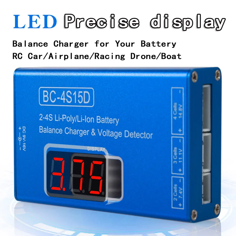 BC-4S15D Battery Lithium Lipo Balance Charger With Voltage Display Screen 1500mA For 2s-4s RC FPV Quadcopter Frame Drone Kit