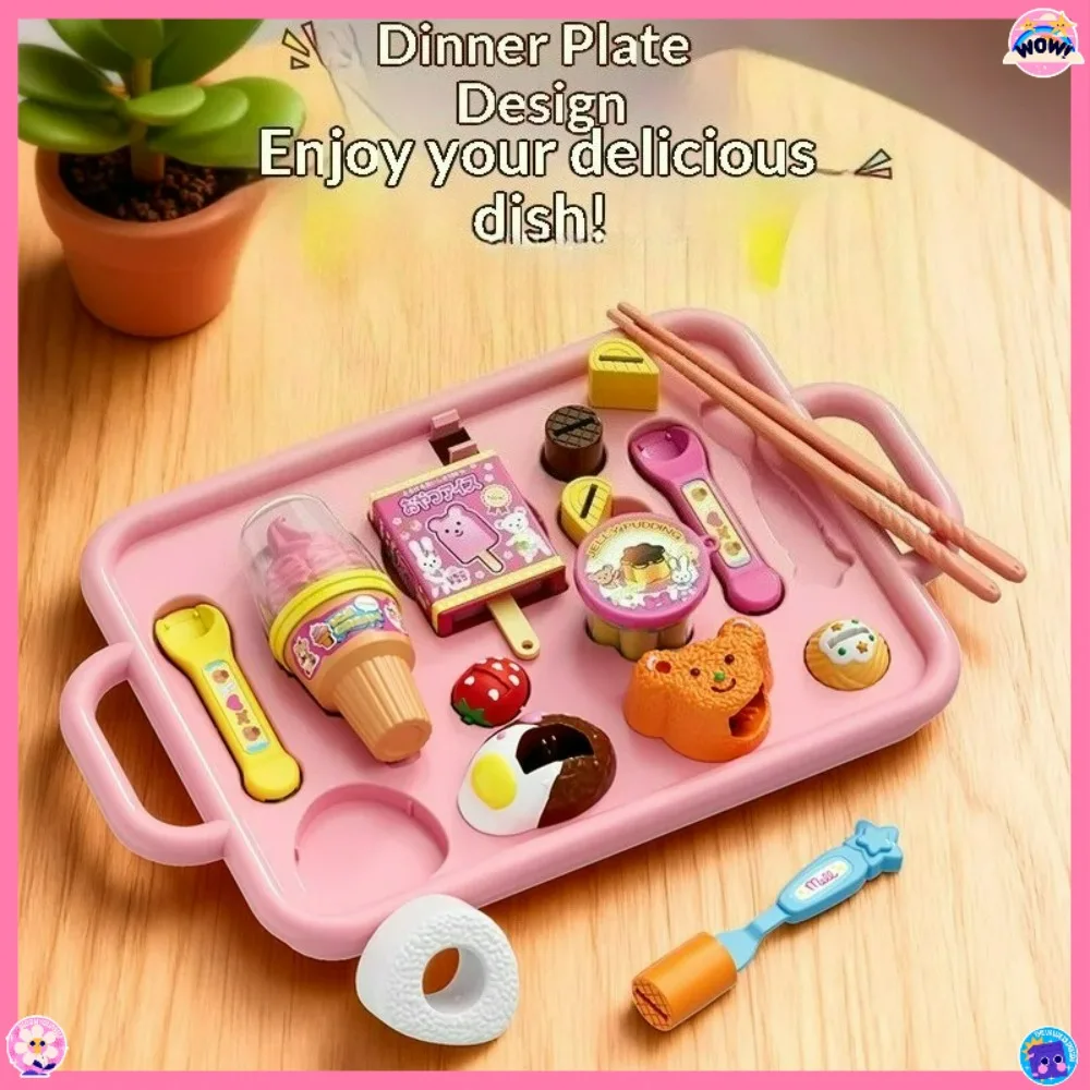 NEW Food Feeding Pudding Toy With Tray Set Sweet Rice Ball Ice Cream Toy Japanese Early Education Toy Pretend Play House Toys view 3