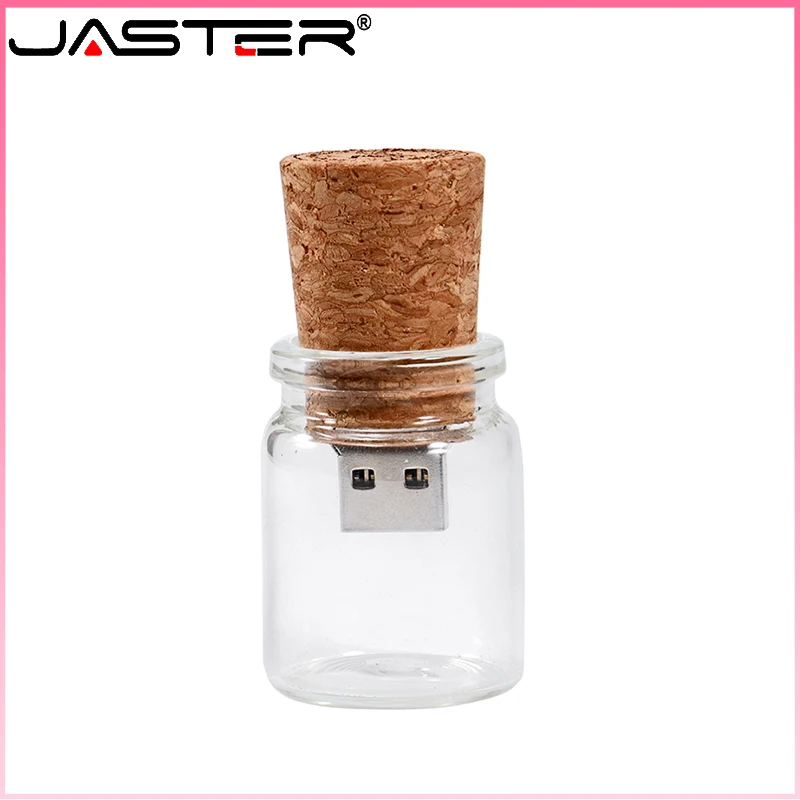 JASTER Funny Memory Stick 128GB Creative Gift Pen Drive 64GB Glass Drift Bottle with Cork U Disk 32GB High Speed USB Flash Drive