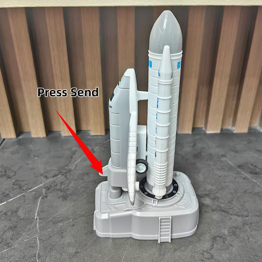 Grande avião de passageiros branco, nave espacial, lançador, modelo de astronauta, ornamento, brinquedo de menino, presente de aniversário