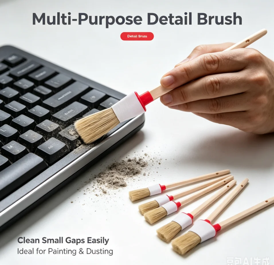 6Pcs Premium Bristle Paint Brushes with Smooth Wood Handle for House Painting Stain Plaster Varnish Acrylic Detailing Car