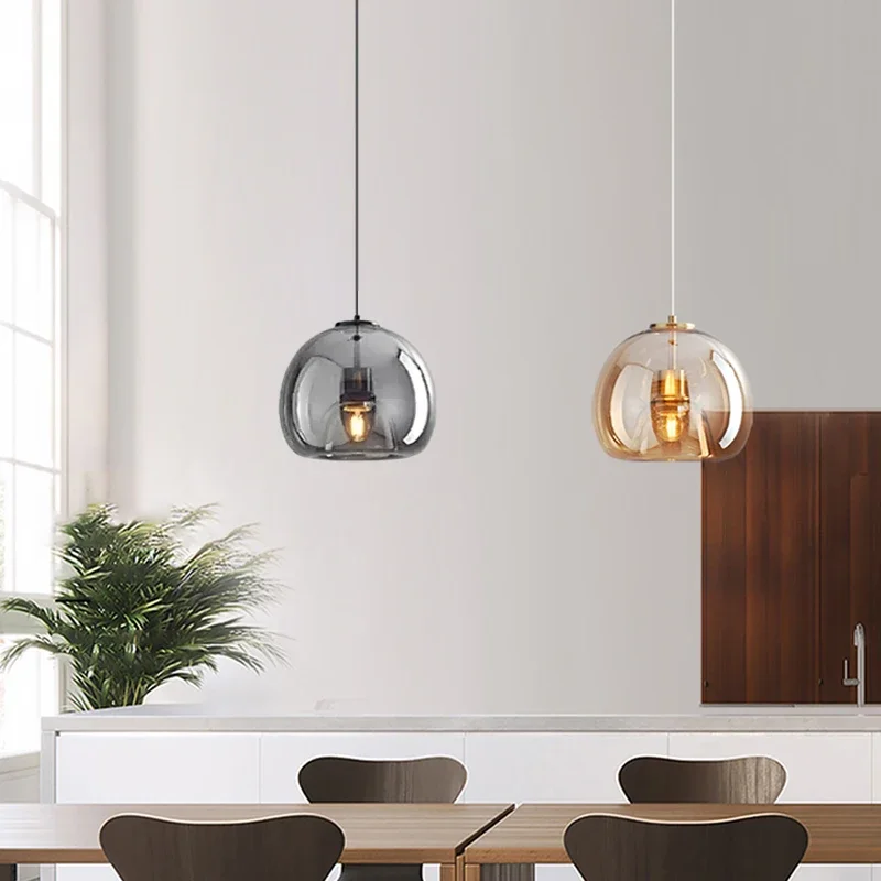 

Modern Glass Pendant Lamp Loft Illumination Nordic Light Fixtures For Living Dining Room Bedside Kitchen Island Chandelier