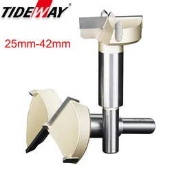 Tideway 1pcs 25mm-42mm Forstner tips Woodworking tools Set Wood Boring Drill Bits Self Centering Hole Saw Cutter