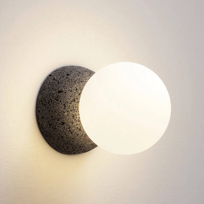 European Modern Glass Living Room Wall Lamp Simple Personality Bedside Bedroom Study Model Room Cement Wall Lamp
