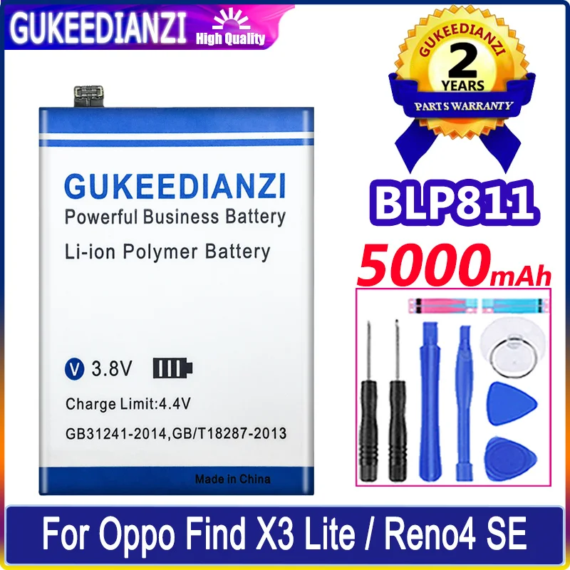 

GUKEEDIANZI Battery BLP811 5000mAh For Oppo Find X3 Lite CPH2145 Reno 4 se/5 5G 4SE PEGM PEAT00 PEAM00 Batteries