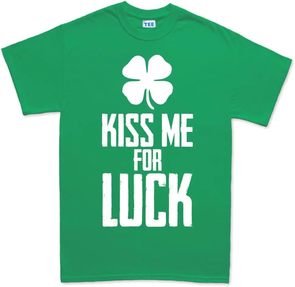 Kiss Me Irish Luck St Patrick's Day Shirt Men  Lucky Saint Paddy Clover T Shirt Funny Shenanigans Irish Leprechaun