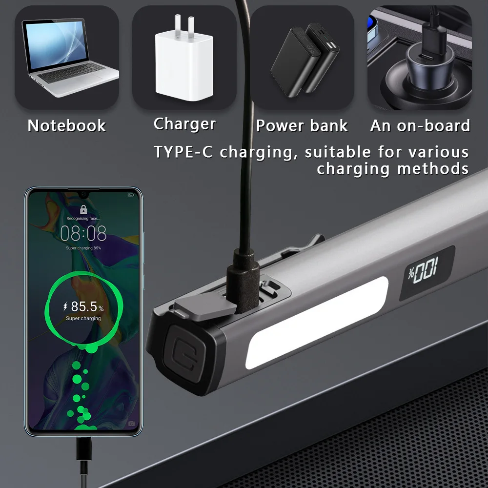 Portable COB Pen Light USB Rechargeable Medical Inspection Work Light 6 Modes Outdoor Camping Waterproof Magnetic Emergency Lamp