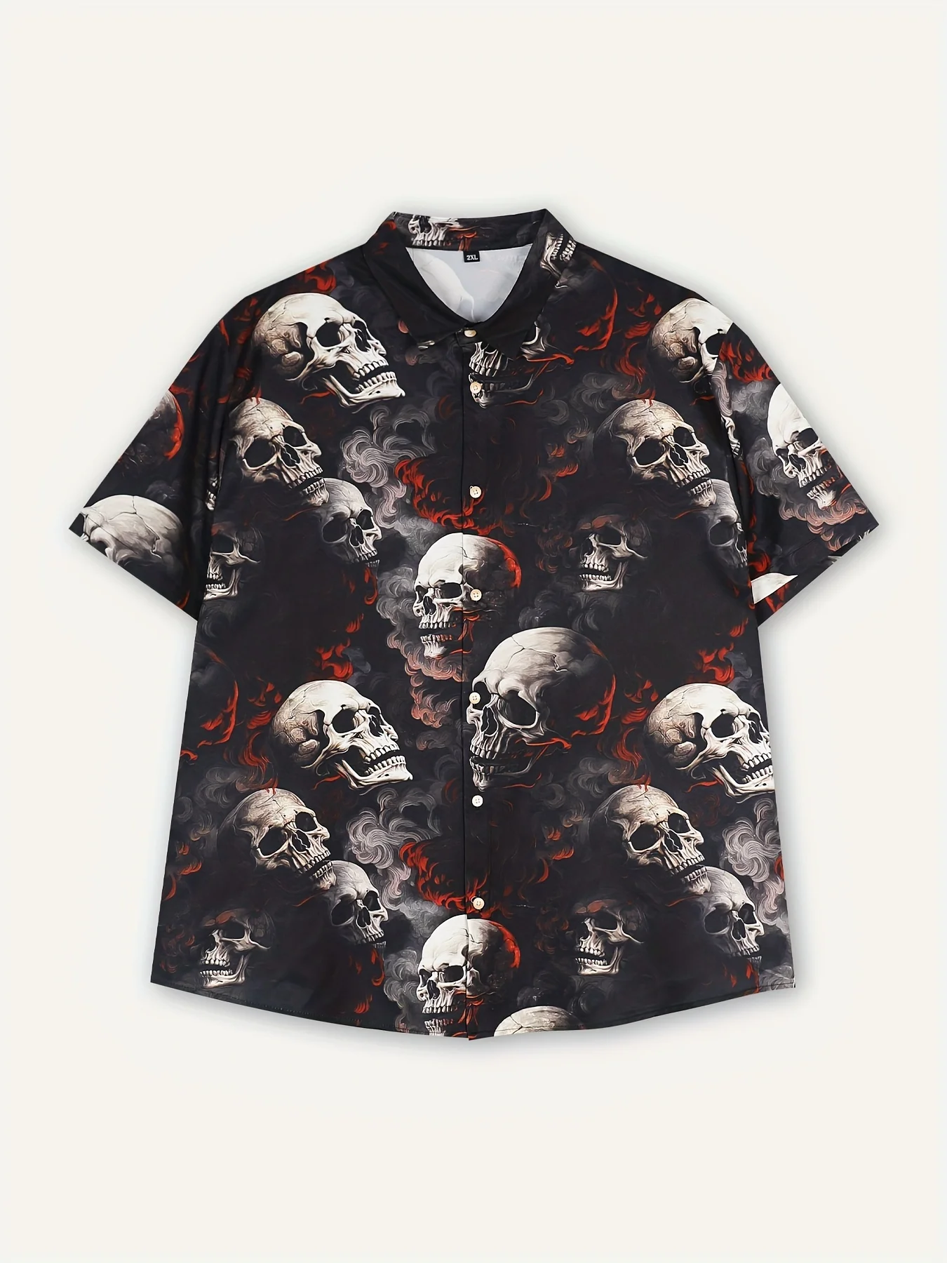 Men\'s Short-Sleeved Shirt Vintage Horror Skull Print Everyday Casual Street Trend Party Wear With Men Oversized Shirt Tops S-5XL