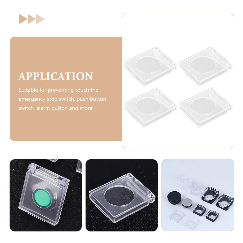 

4Pcs Emergency Stop Button Protective Covers Transparent Plastic Replaceable Wear-Resistant Button Protector for Safety Switch