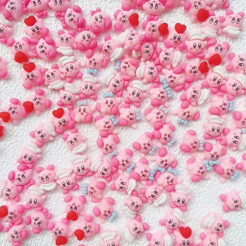 20 Pcs Anime Kirby Nail Patches DIY Resin Nail Jewelry Accessories Cartoon Nail Sticker Decoration Ornament Manicure Girls Gift