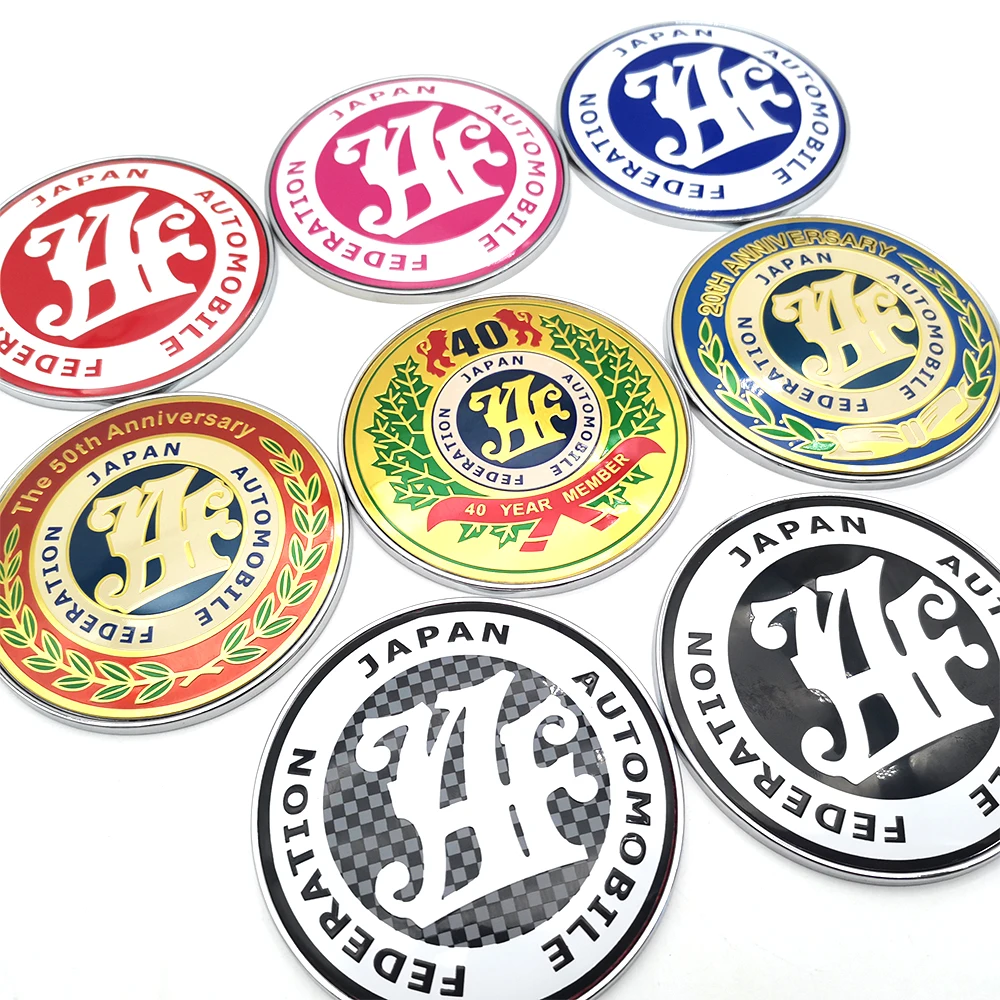 9cm uniwersalne części JDM akcesoria części japonia samochodowa federacja samochodowa przedni Grill przypinka na maskownicę plakietki JAF Logo symbol