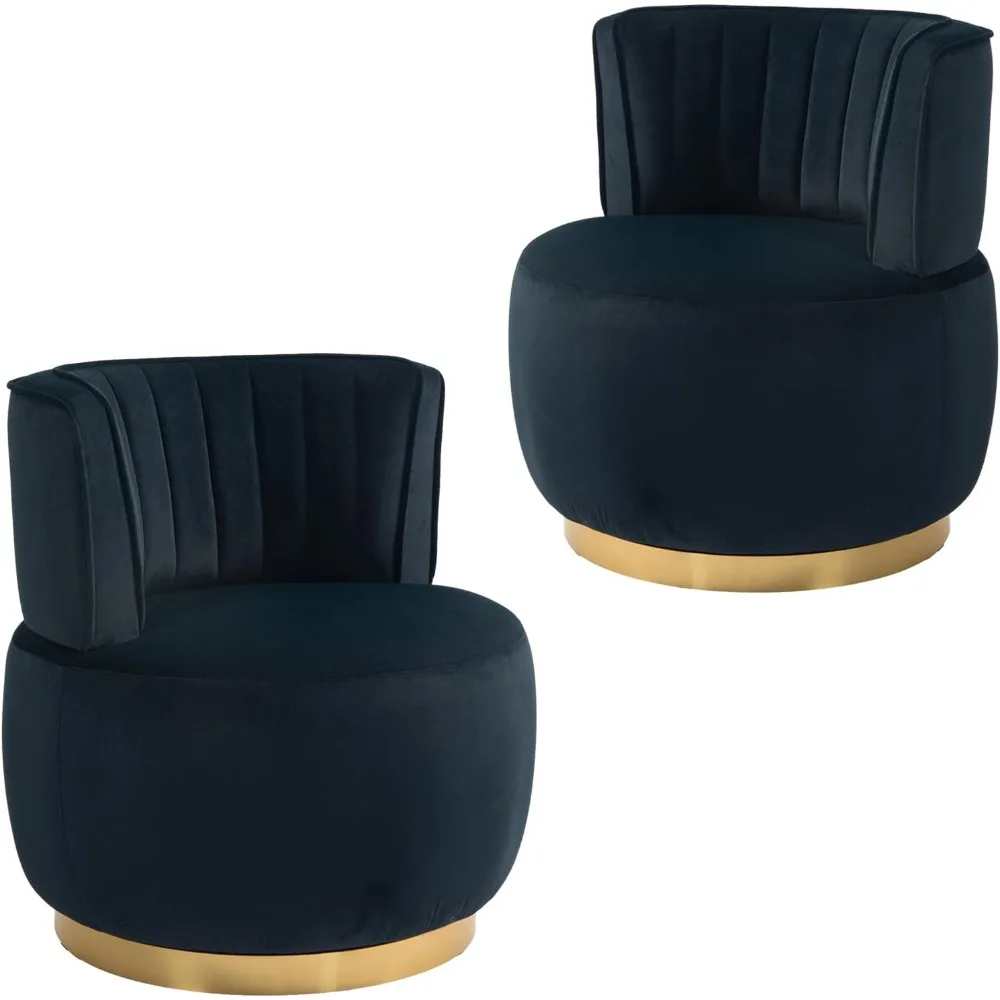 

Набор бархатных вращающихся стульев-бочек из 2 шт., мягкое поворотное кресло с вращающимся на 360 градусов, современный удобный круглый диван-кресло для отдыха для S