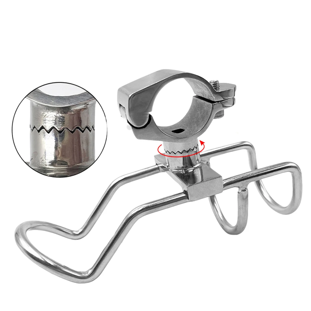 

Stainless Steel Rail Mounted Clamp on Rod Holder Double Wire Fishing Rod Rack Holder Fishing Rod Holder for Fishing Boat Kayak