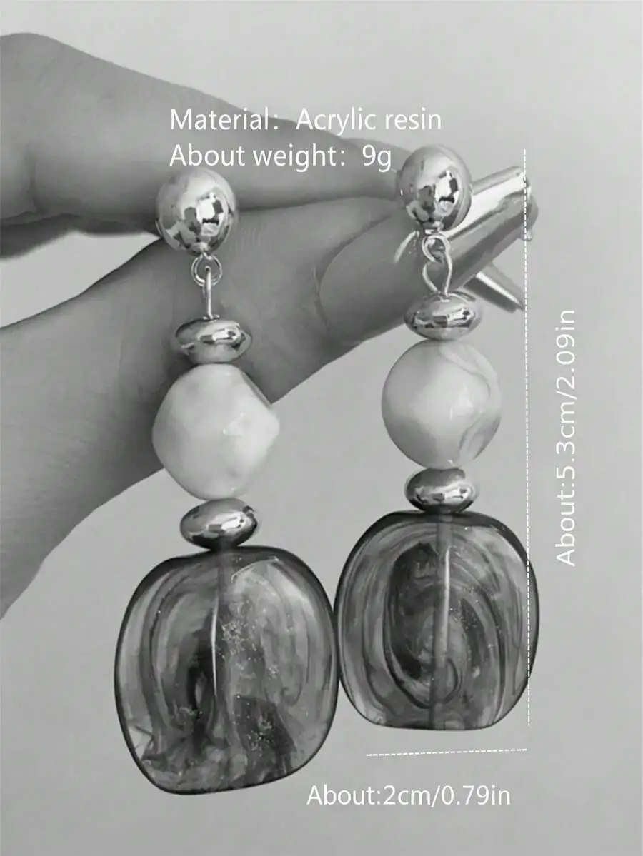 

Vintage Asymmetrical Tie Dye Acrylic Long Pendant Earrings For Women
