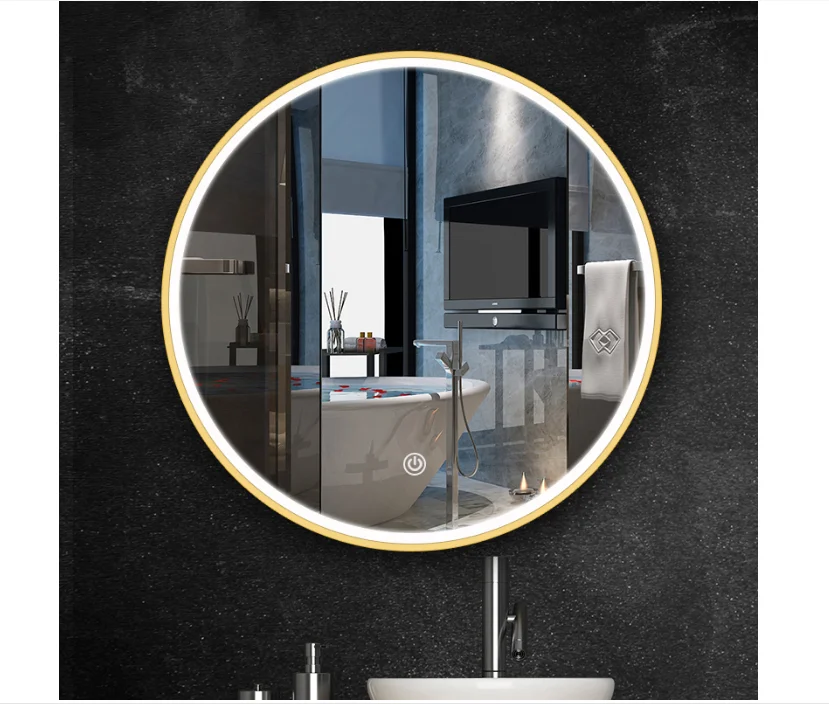 

Modern Anti-fog LED Light Shower Smart Wall-mounted Touch Screen Bathroom Mirror For Kitchen Gym Bedroom Living Room Hotel Hall