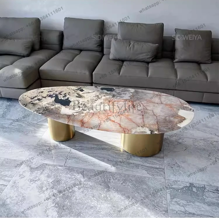 Pandora luxury stone coffee table Italian minimalist high-end water drop-shaped light luxury marble special-shaped coffee table