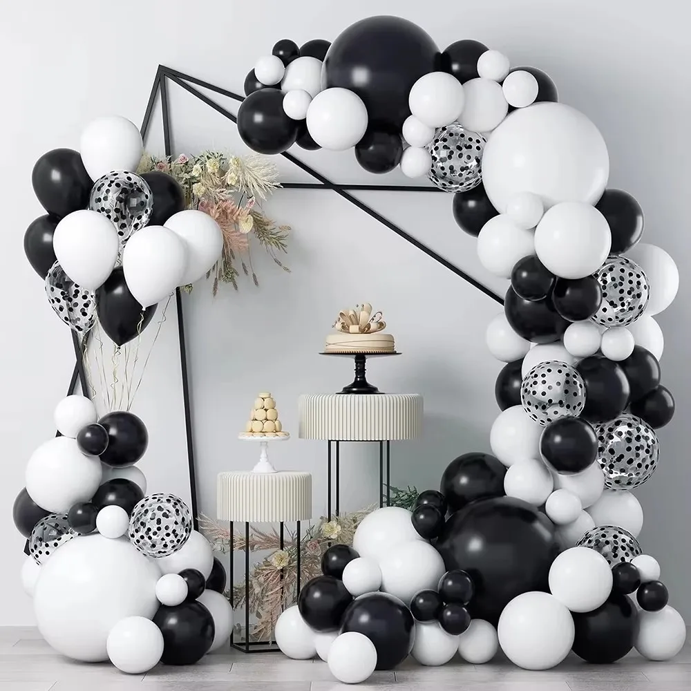 

106pcs White Balloons Garland Arch Kit Black Confetti Latex Balloon Wedding Graduation Anniversary Decor Birthday Party Supplies