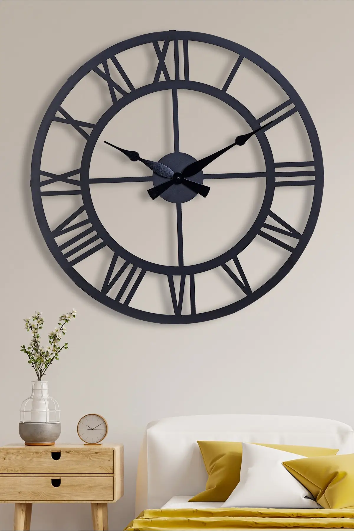 Muyika Rome Metal 70 Cm Black Wall Clock 70x70 Cm Mds-70