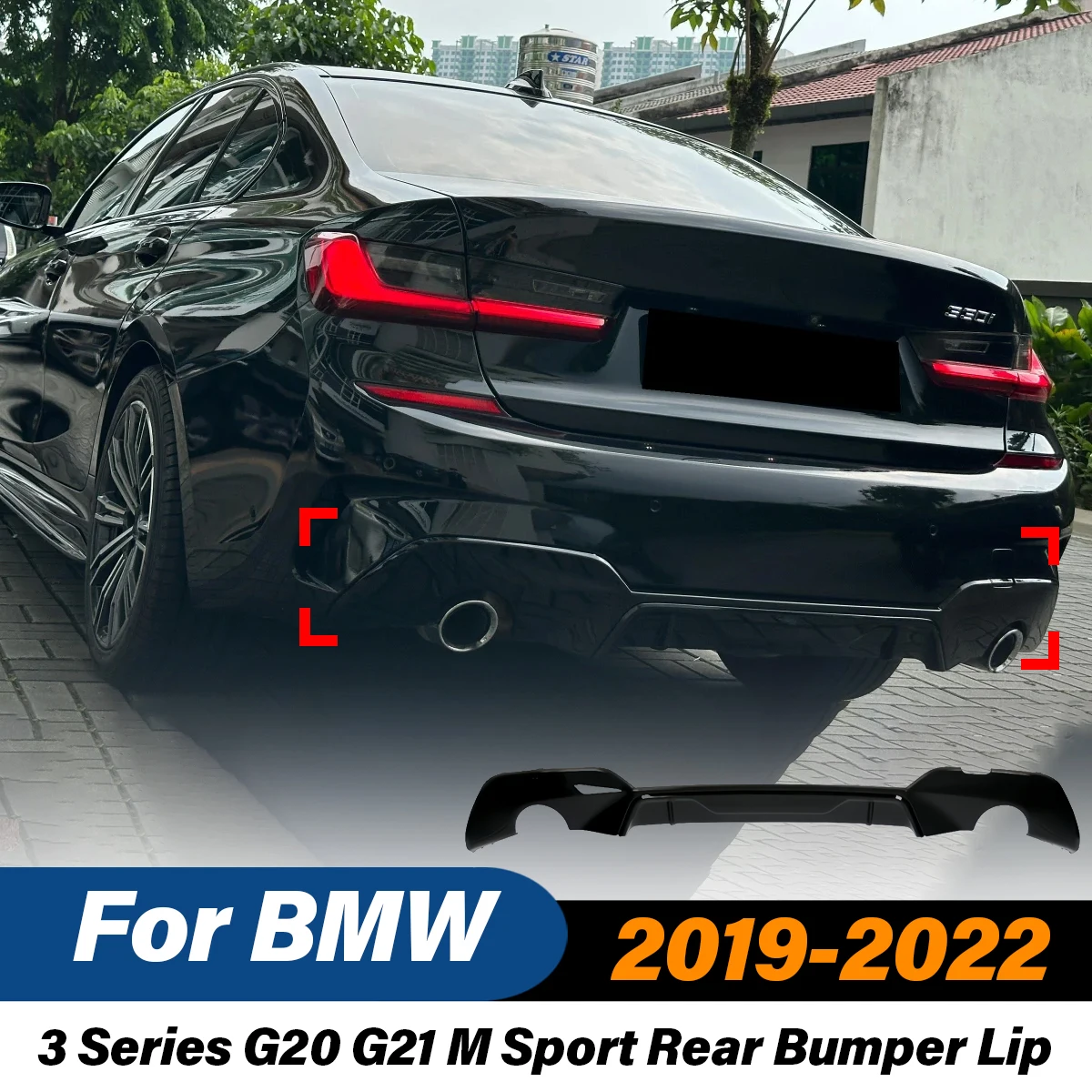 

Для BMW 3 серии G20 G21 M Sport 318i 320i 320d 330i 330d 2019 2020 2021 2022 M Стиль Performance Диффузор заднего бампера Pre-Lci