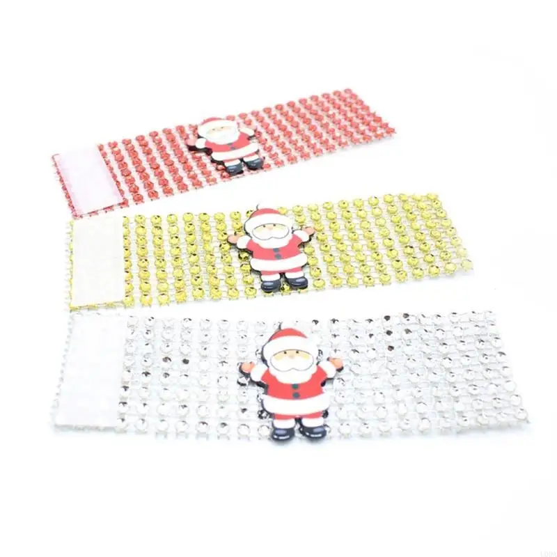 

10 шт., держатели для колец для салфеток с рождественским рисунком Санта-Клауса, 8 рядов, блестящие золотые, серебряные, красные