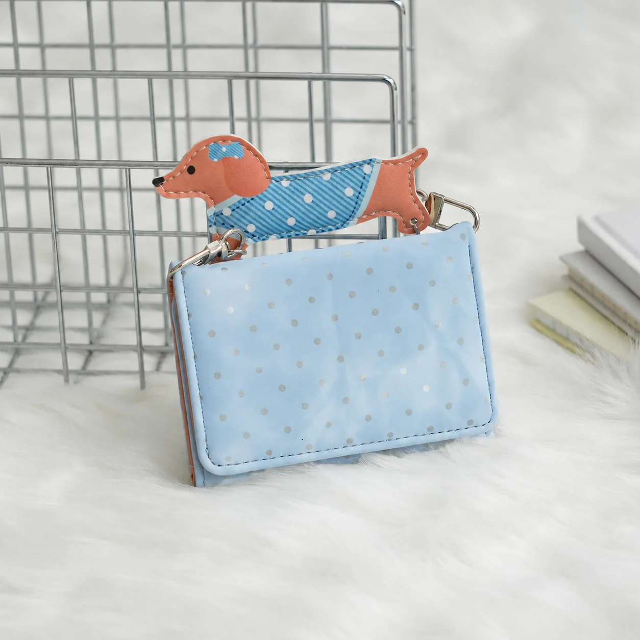 Compact Wallet Clear Dog Charm Wallet Tri Fold Purse Large Capacity Card Slot Wallet For Daily Styling Coat Pockets Dates