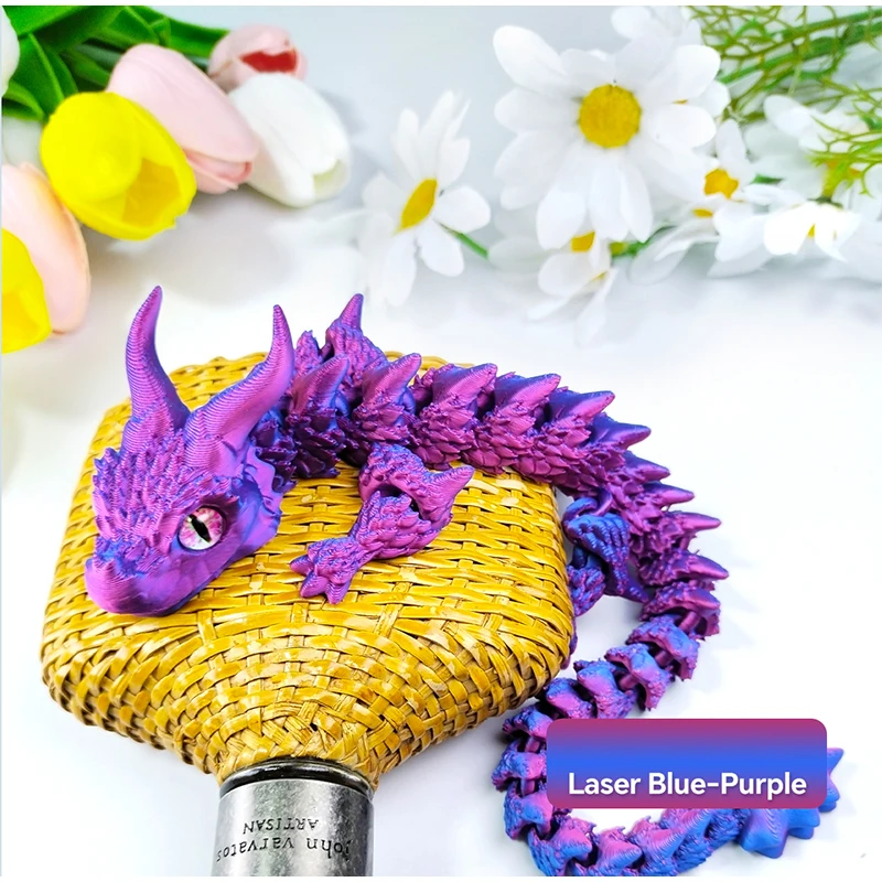 3d Printed Dragon Simulated Eye Double Horned Dragon Creative Ornaments Home Decor Interesting New Year's Gift