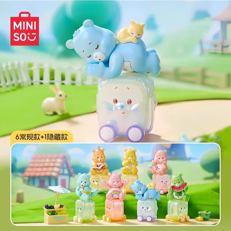 Miniso Care Bears Blind Box Happy Journey Series Anime Figures Cartoon Peripheral Surprise Guess Bag Model Garage Kit Toy Gift