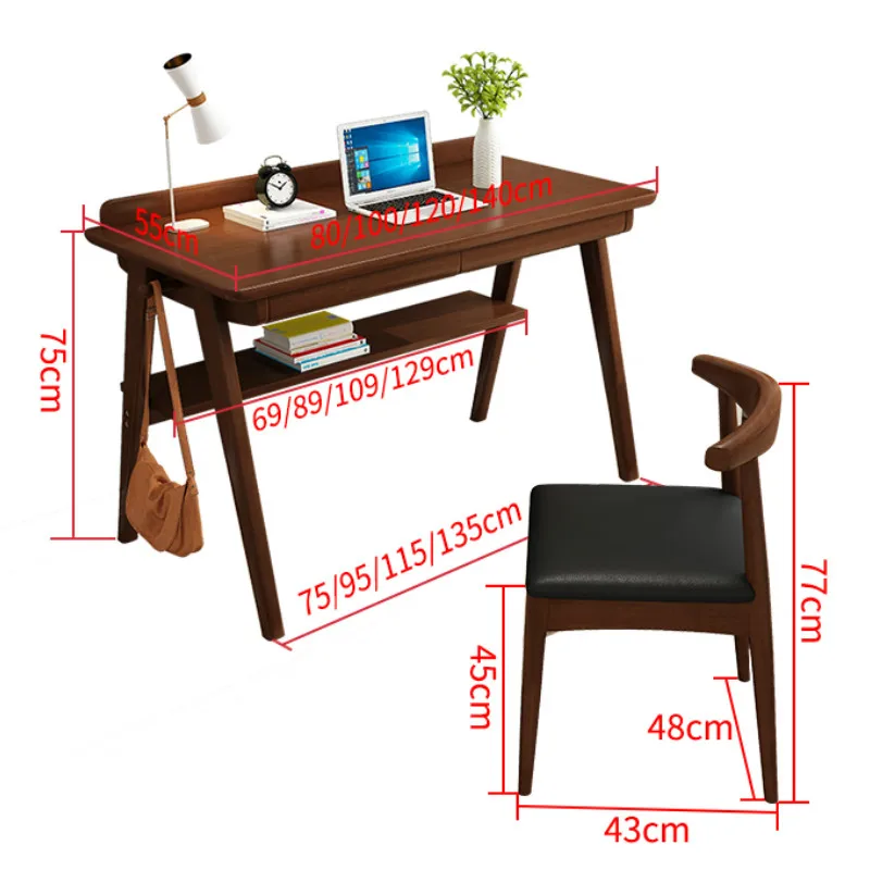 Mesa De Escrita De Mesa De Madeira De Borracha, Mesa Simples, Mesa De Computador, Móveis De Escritório, Mesa De Escrita, Mesa De Quarto