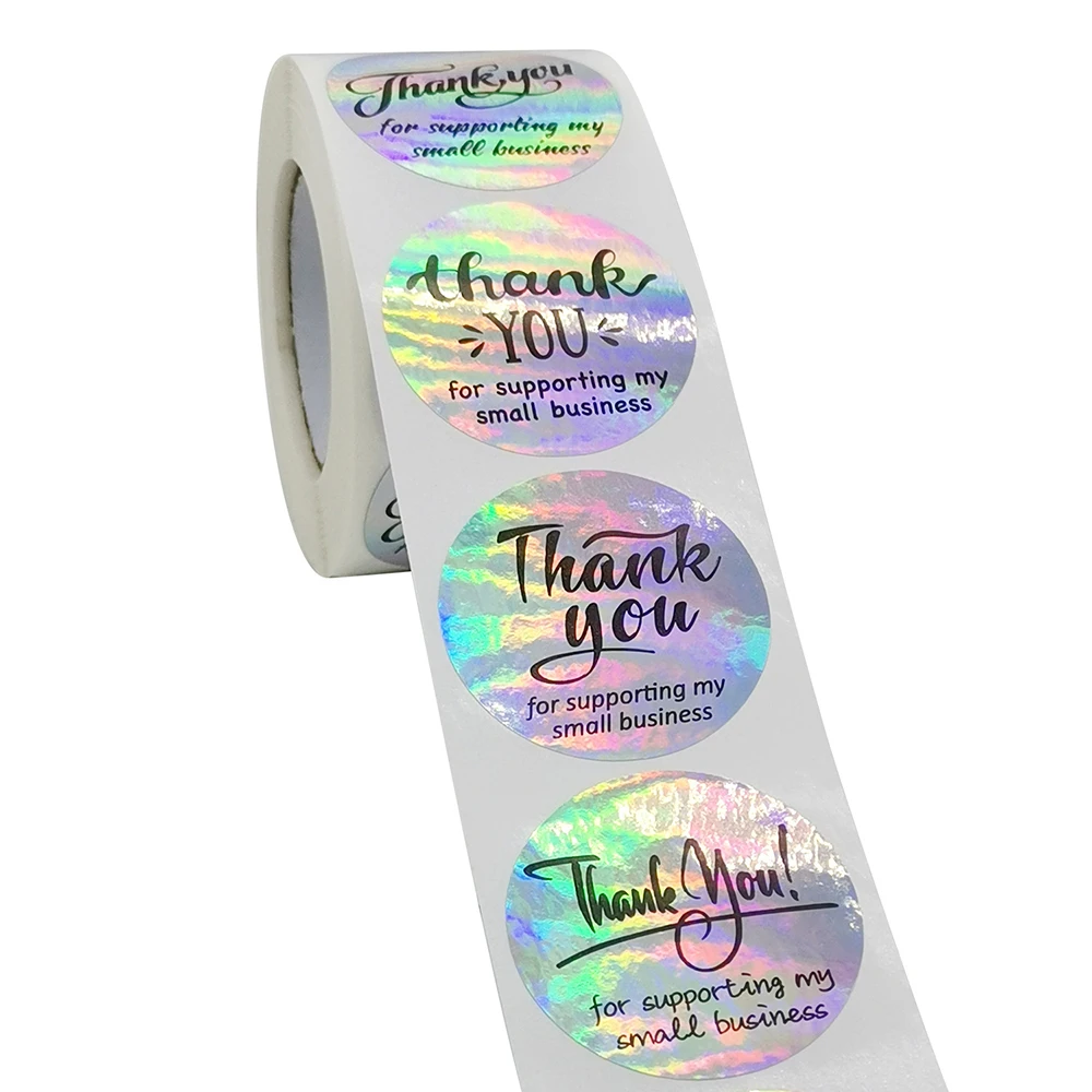 100-500pcs Thank you Stickers Gift Sealing Gold Foil Laser Scrapbooking Sticker Festival Birthday Party Gift Decoration Labels