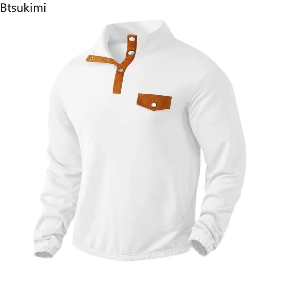Jaqueta Masculina Casual de Manga Longa com Capuz para Outono/Inverno 2026 - Novo Estilo Color Block com Gola Alta, Caimento Solto e Design Urbano Mod