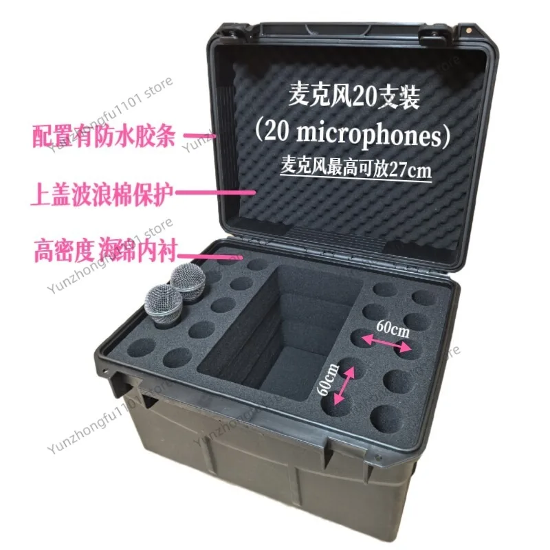 Factory Direct Sales Wireless 12/16/20/24/30 Microphone Microphone Case, Performance Waterproof Plastic Tool Portable Case