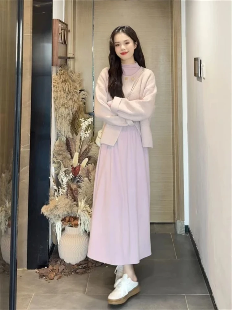 Lente Romantische Aosphere Dames Nieuwe Dr Set Onregelmatige Trui Jaet Trendy Clete Ootd Casual Sle Lange Sve