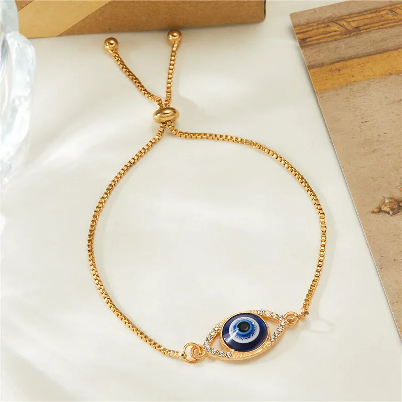 

Metal Hollow Zircon Devil's Eye Bracelet Adjustable Women's Jewelry for Daily Commute Gift Accessory European Style